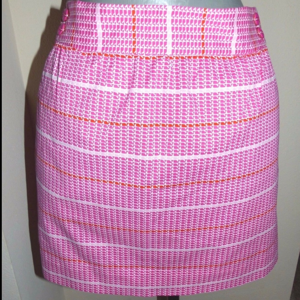 Vineyard Vines whale stripe mini skirt pink and white